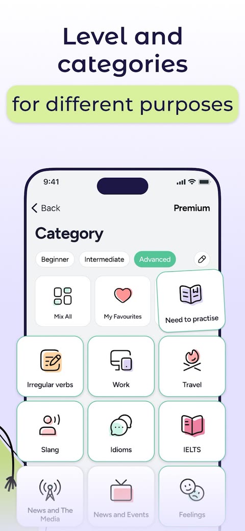 Vocabulary levels and categories