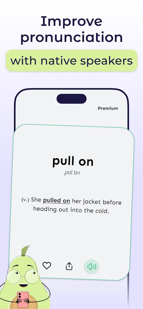 Word card with pronunciation